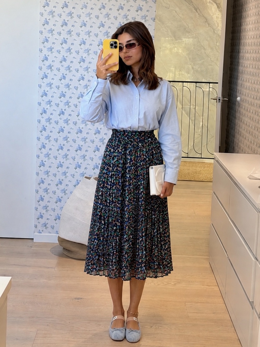 NWT Anthropologie En Saison Women's Alicia Printed Chiffon Midi Skirt Sz XS